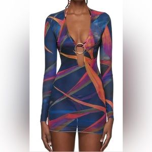 Louisa Ballou Mesh Dress with gold ring detail